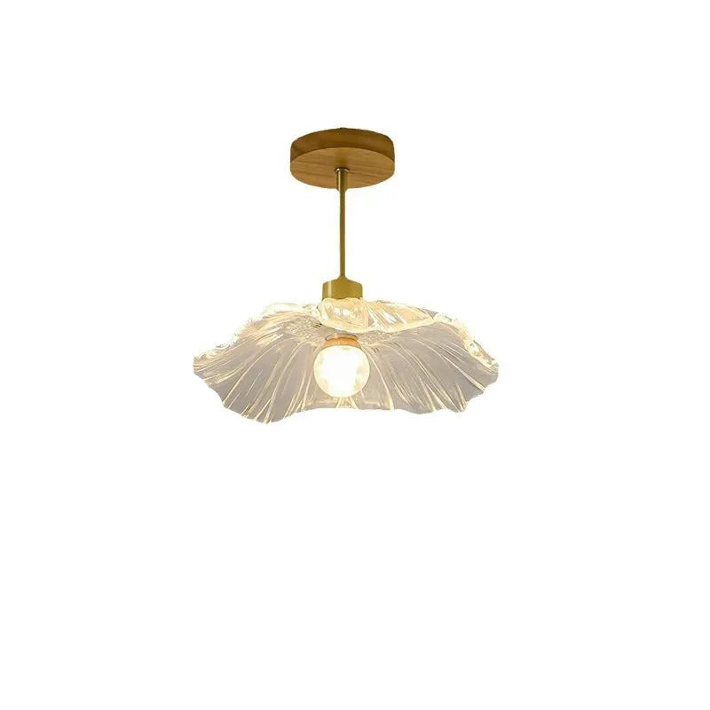 Japanese style log walnut brass ceiling lamp with tricolor variable light for entrance hallway