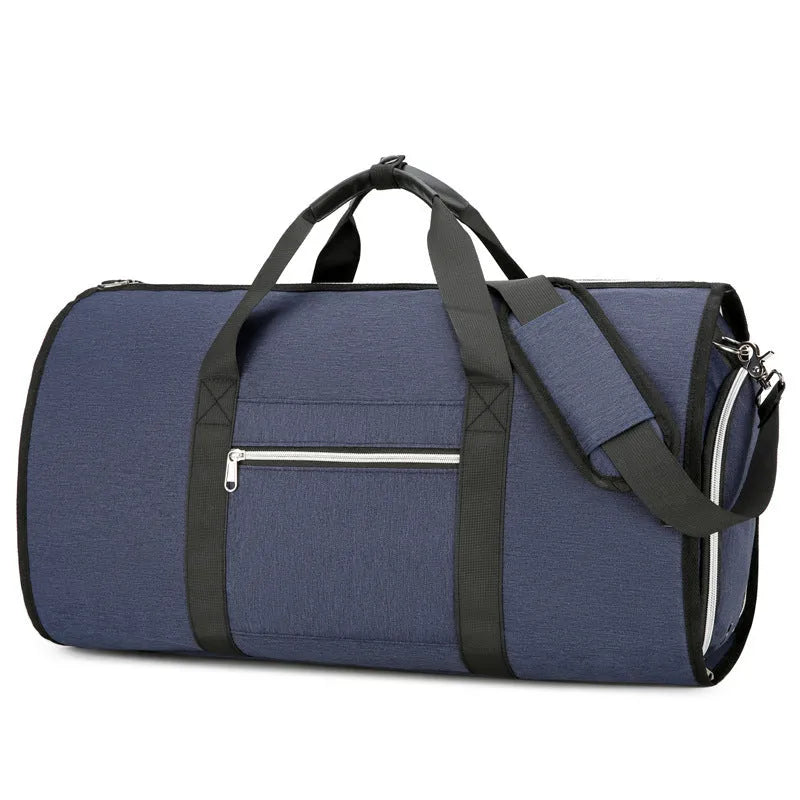 Oxford cloth sports bag in grey colour showing main compartment and dry-wet separation feature.