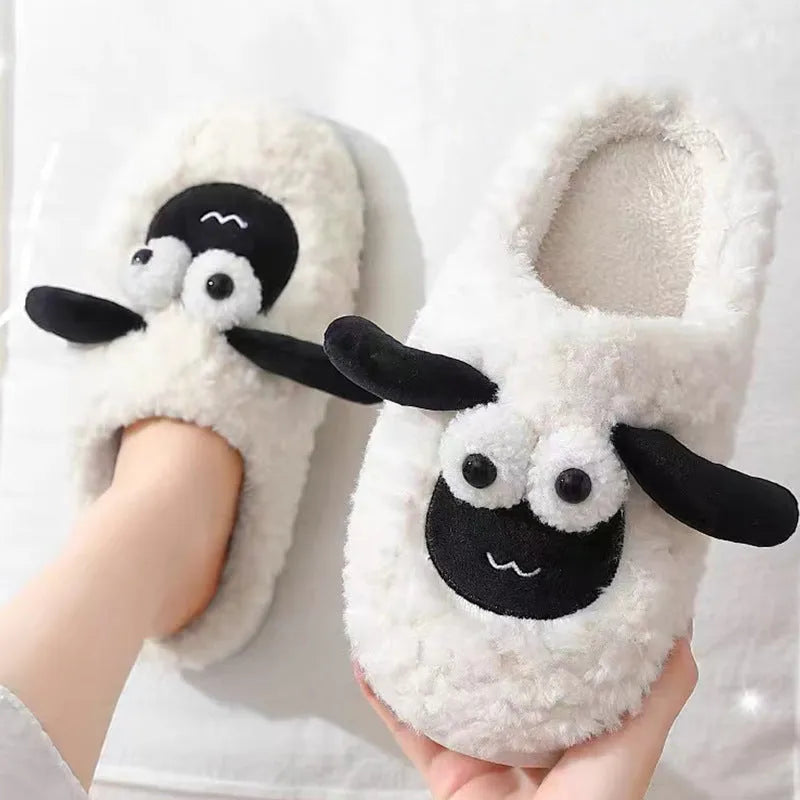 Lamb thermal cotton slip-on slippers in brown with a suede upper and PVC sole.