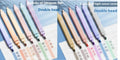 Set of double-tipped fluorescent marker pens showing chisel and bullet nibs, in mixed bright and pastel colours.