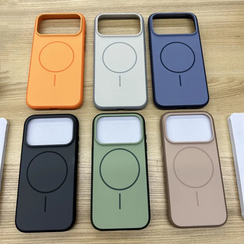 Matte silicone magnetic phone case for iPhone 17 in black with shockproof and anti-fingerprint protection