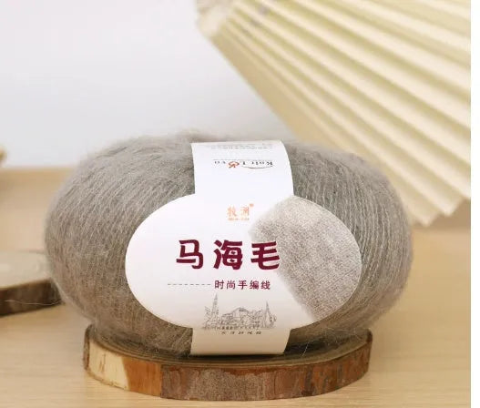 One ball of mohair yarn for DIY scarf making in a choice of 34 colours