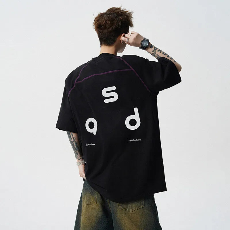 Men's cotton short sleeve t-shirt with letter print design in loose fit