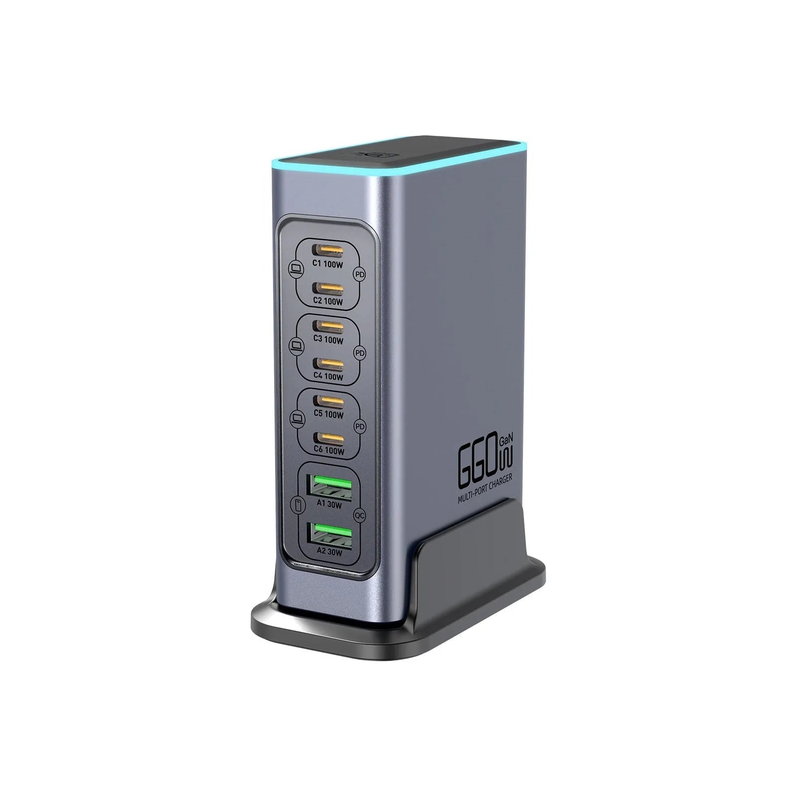 660W gallium nitride desktop charger with multiple USB-C ports for phones and tablets
