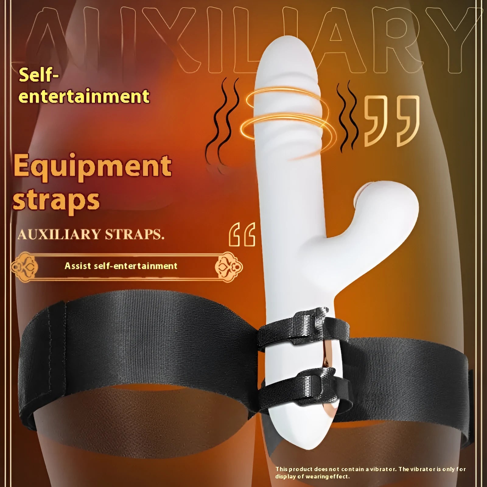 Black knitted belt strap accessory for adult sex toy appliances on plain background