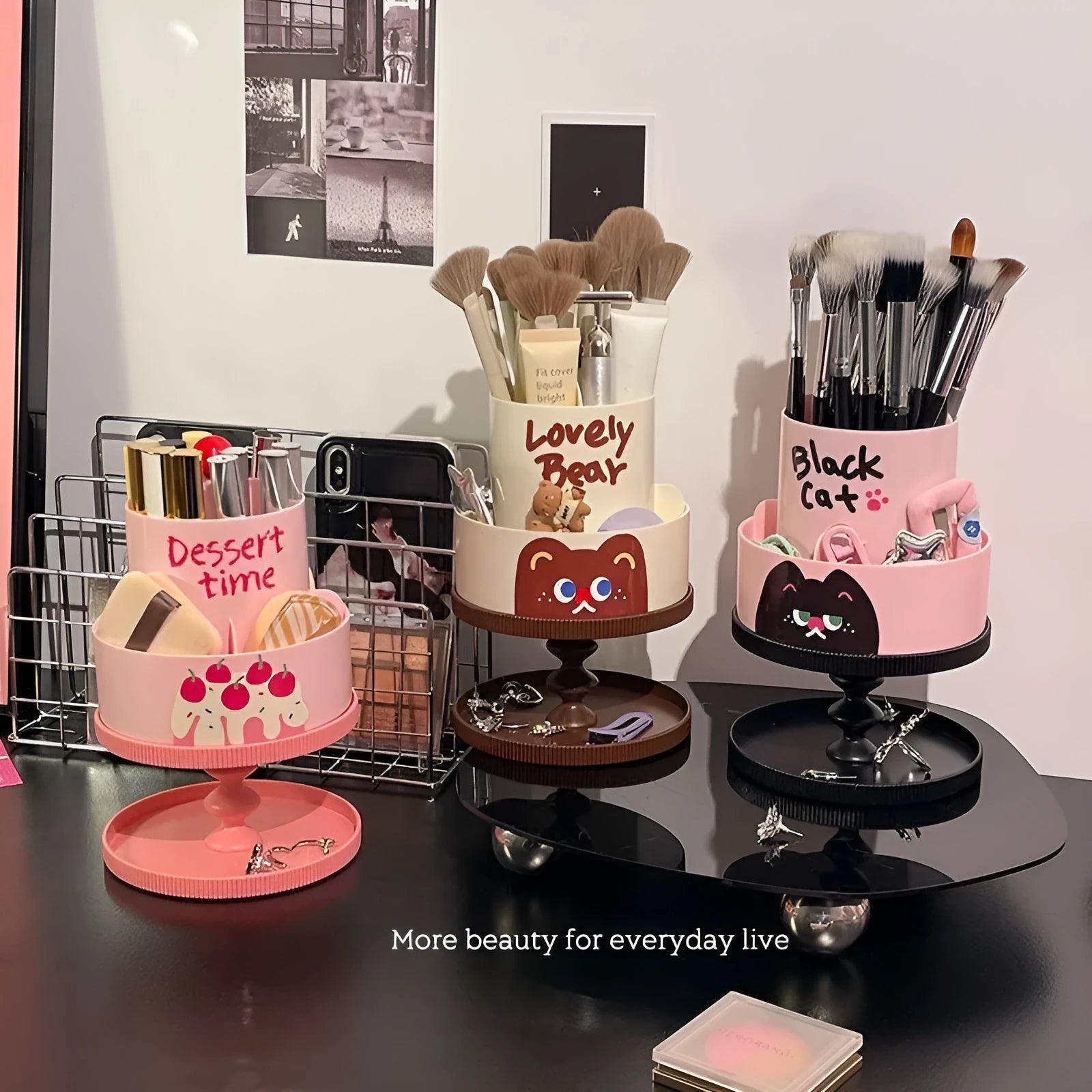 Rotating cosmetic brush storage barrel in Japanese style with 18-litre capacity