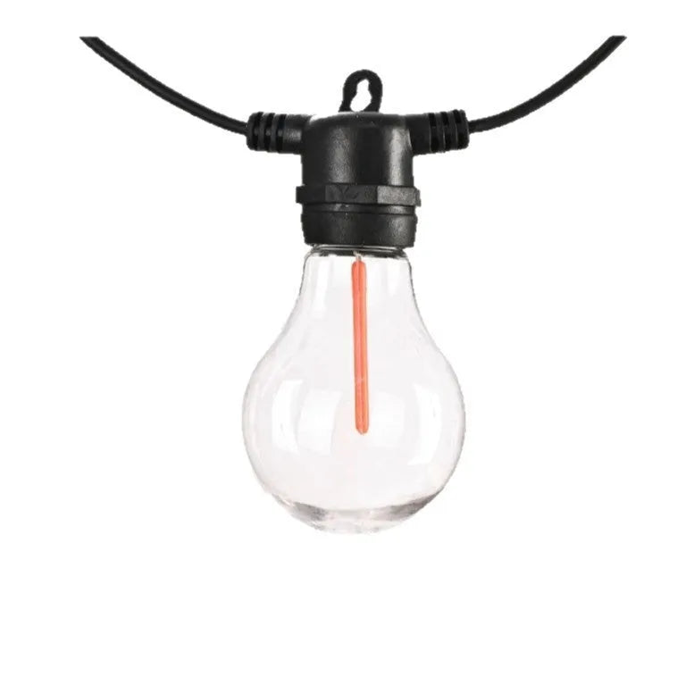Waterproof outdoor decorative string lights with transparent meteor bulbs for garden and wedding use