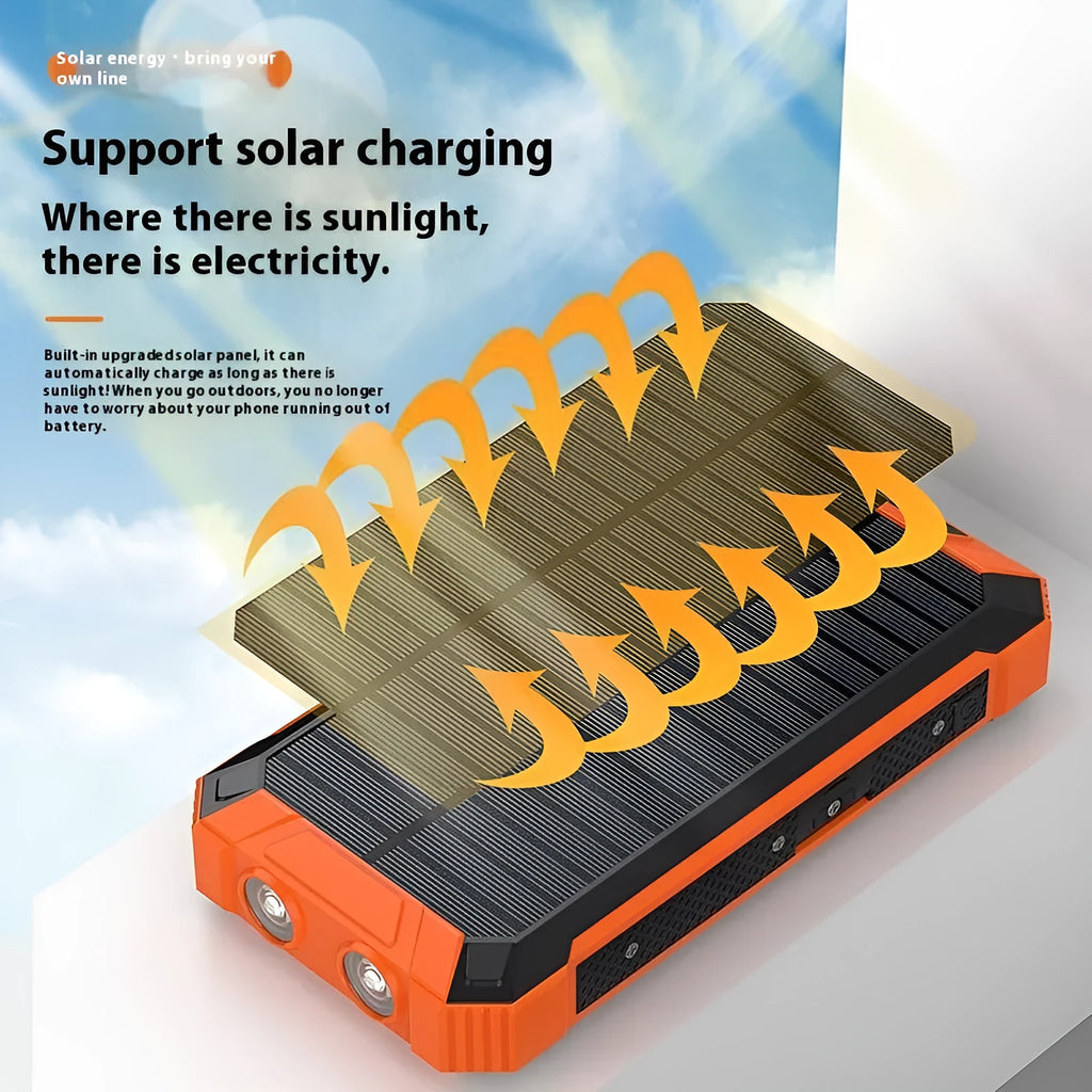 Outdoor solar power bank 20000 mAh in plastic shell, available in four colours