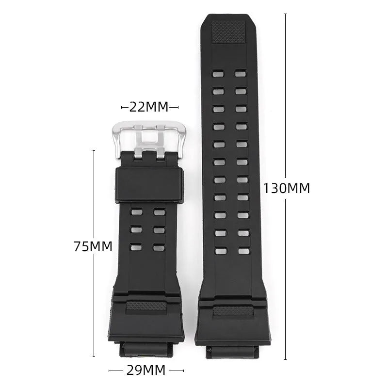 Camouflage patterned TPU watch strap with silver buckle, shown alongside other colour variants including frosted and matte finishes.