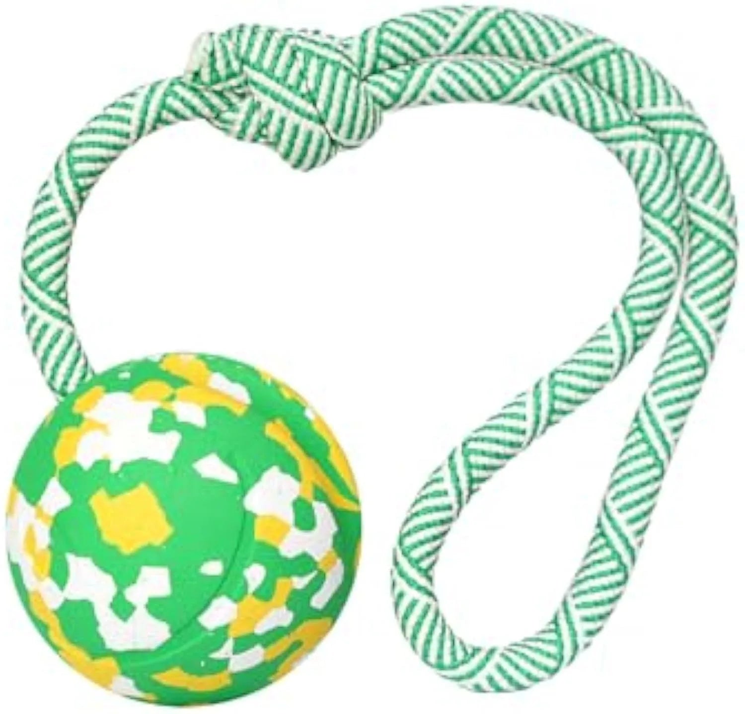 Natural rubber and bamboo fibre dog rope ball toy with nylon rope for medium and small dogs