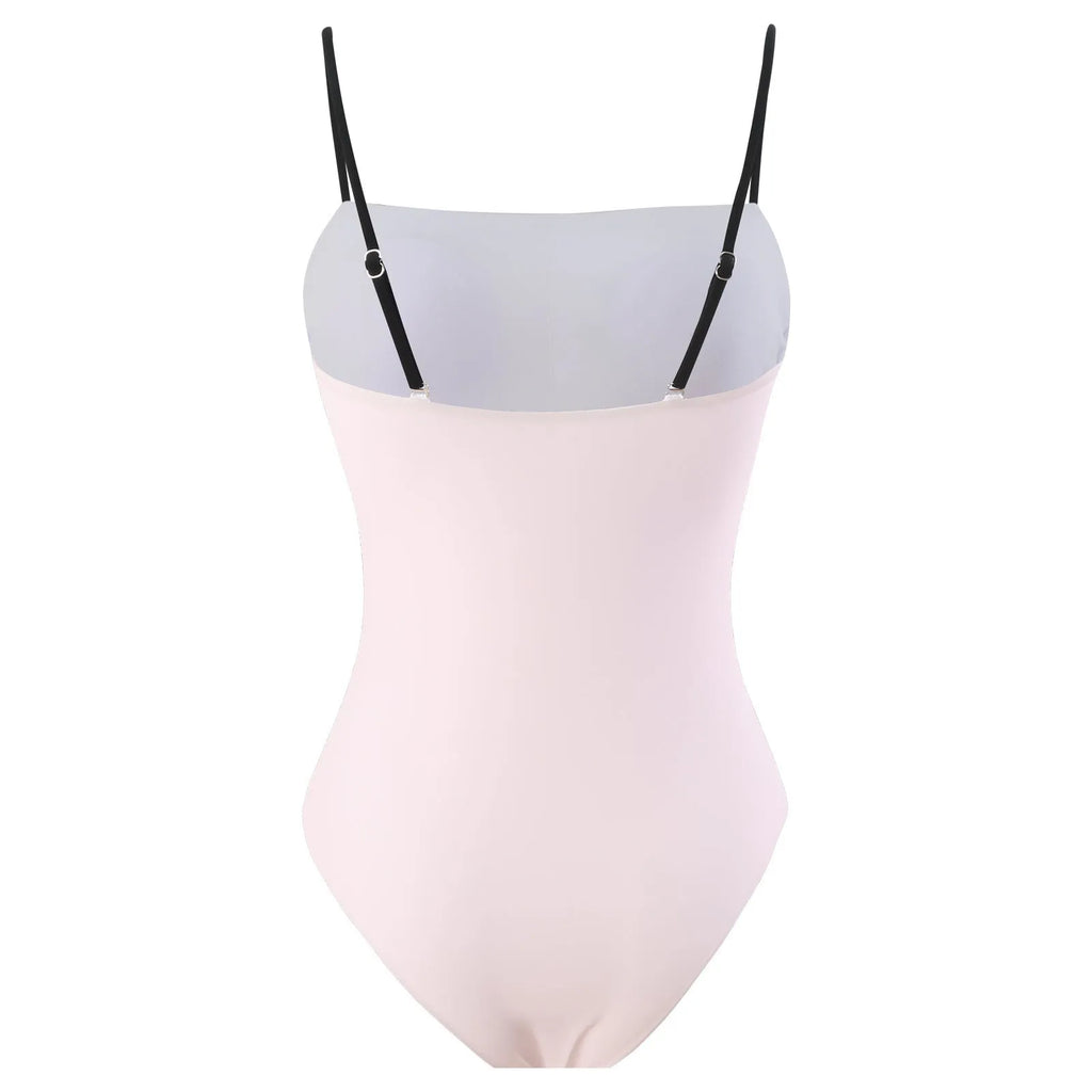 Women's polyester bikini swimsuit with attached white tulle skirt