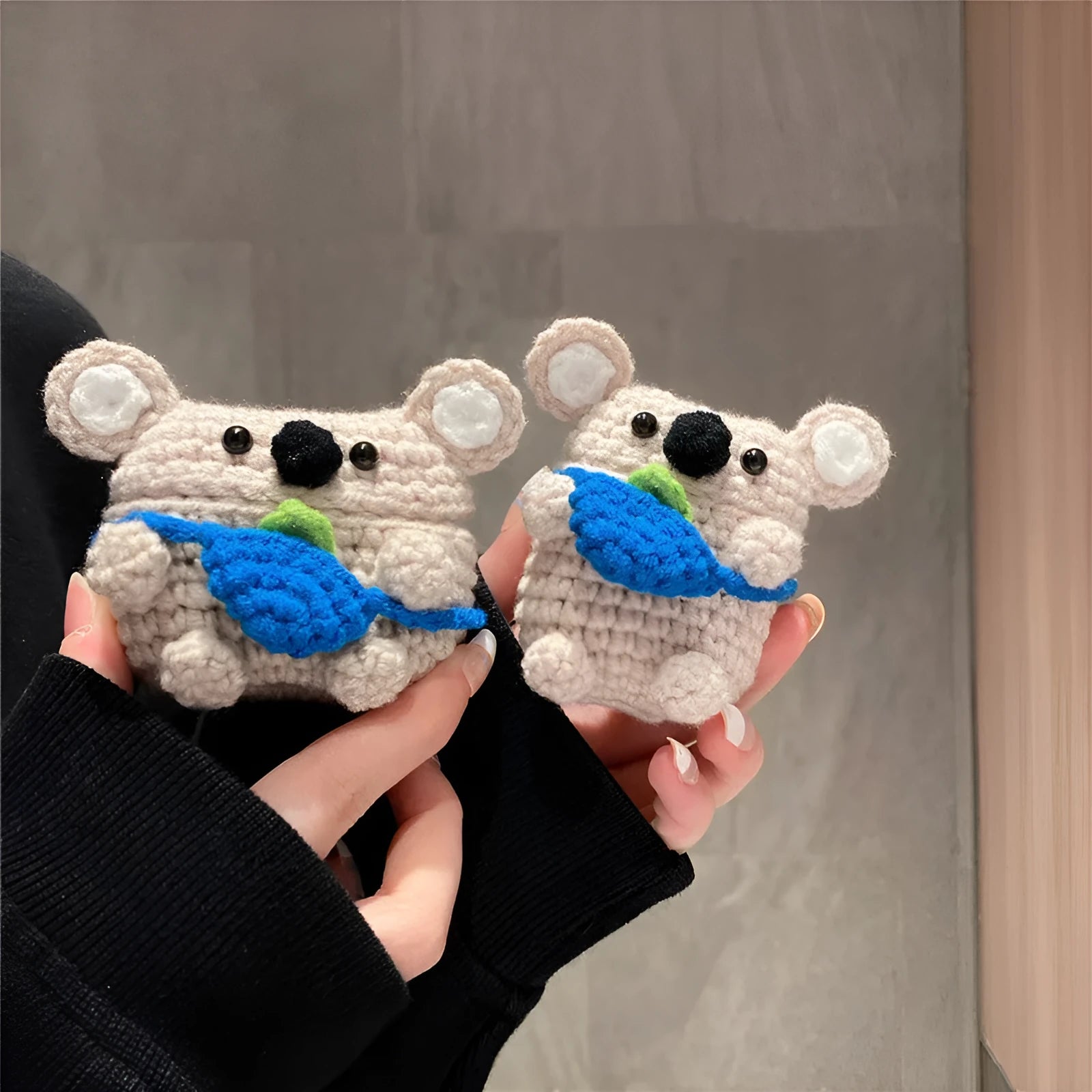 Handmade knitted koala bear backpack AirPods protective case cover for Apple wireless earphones