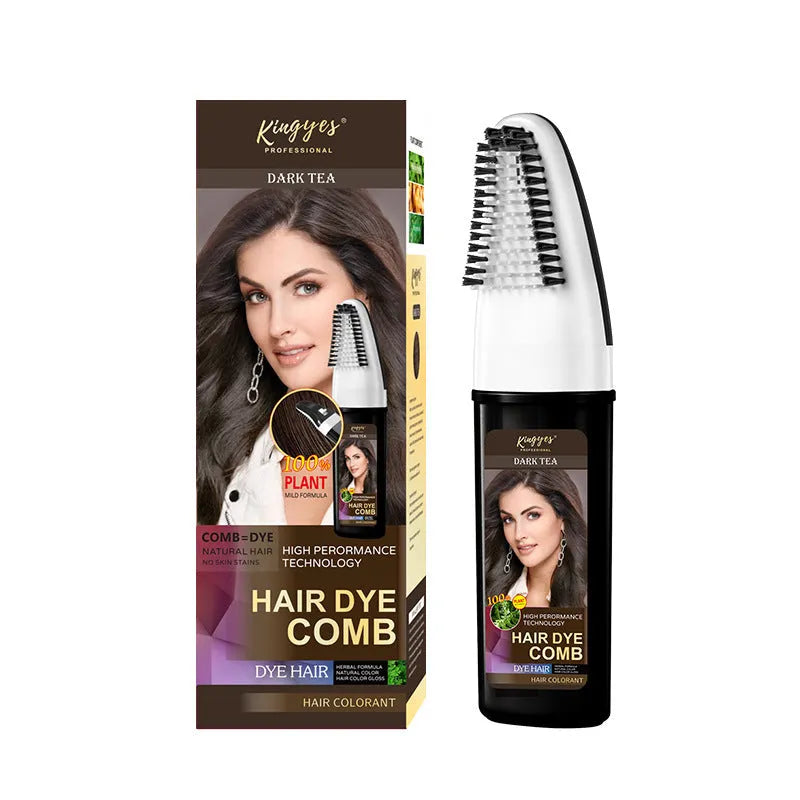 Hair dye cream bottle with comb applicator in black, wine red, dark brown and brown colour options