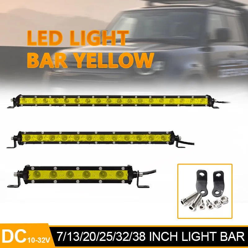 25-inch aluminium single row LED light bar with cool white LEDs and mounting brackets