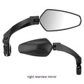 Black acrylic bicycle rearview mirror with rotatable adjustment mechanism mounted on handlebars