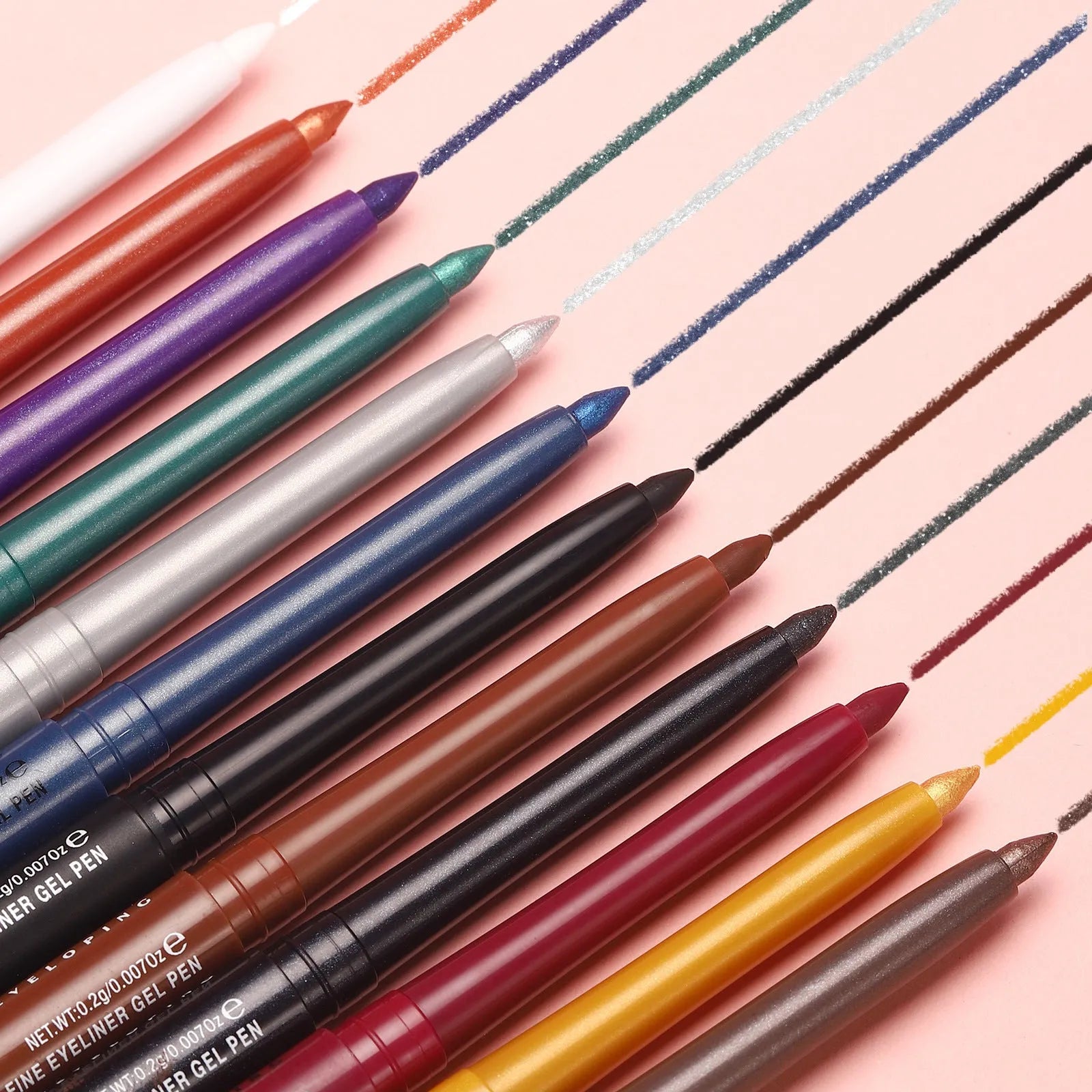 12 colourful gel glitter eyeliner pencils in vibrant shades for waterproof party Halloween cosplay makeup