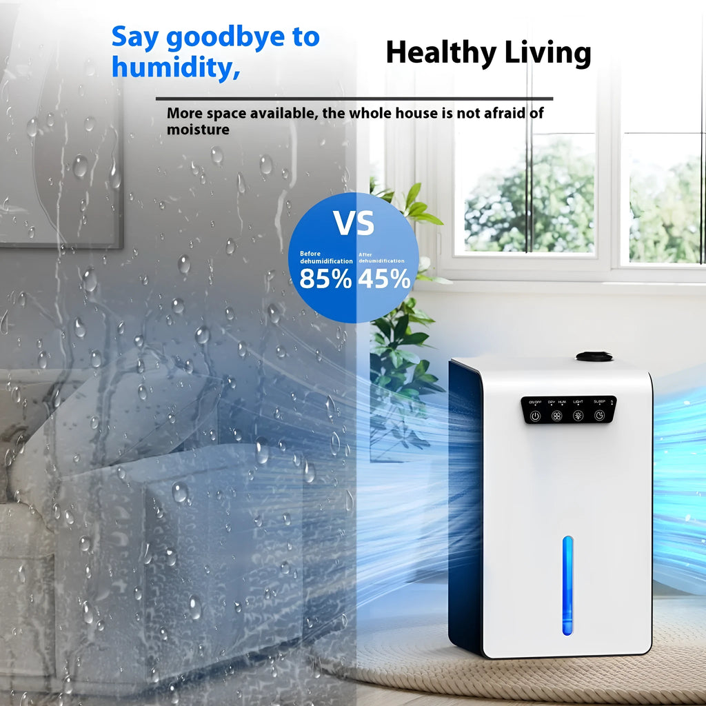 Milky white household dehumidifier for bedroom use in 10-20 square metre rooms