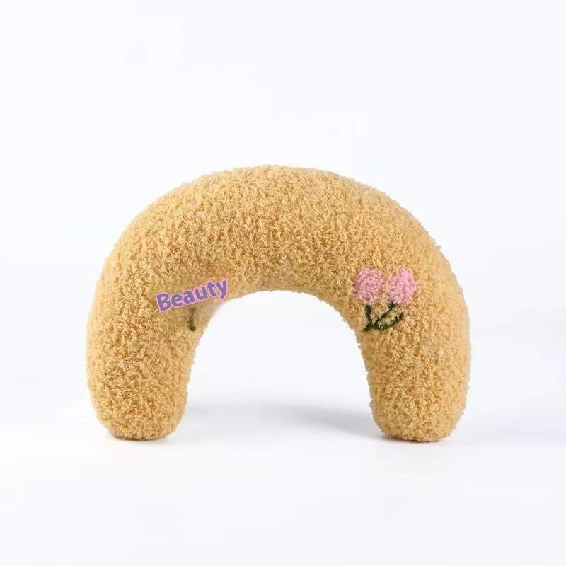 U-shaped neck protection pillow for cats in moon and question mark styles with blue, white and yellow colour options