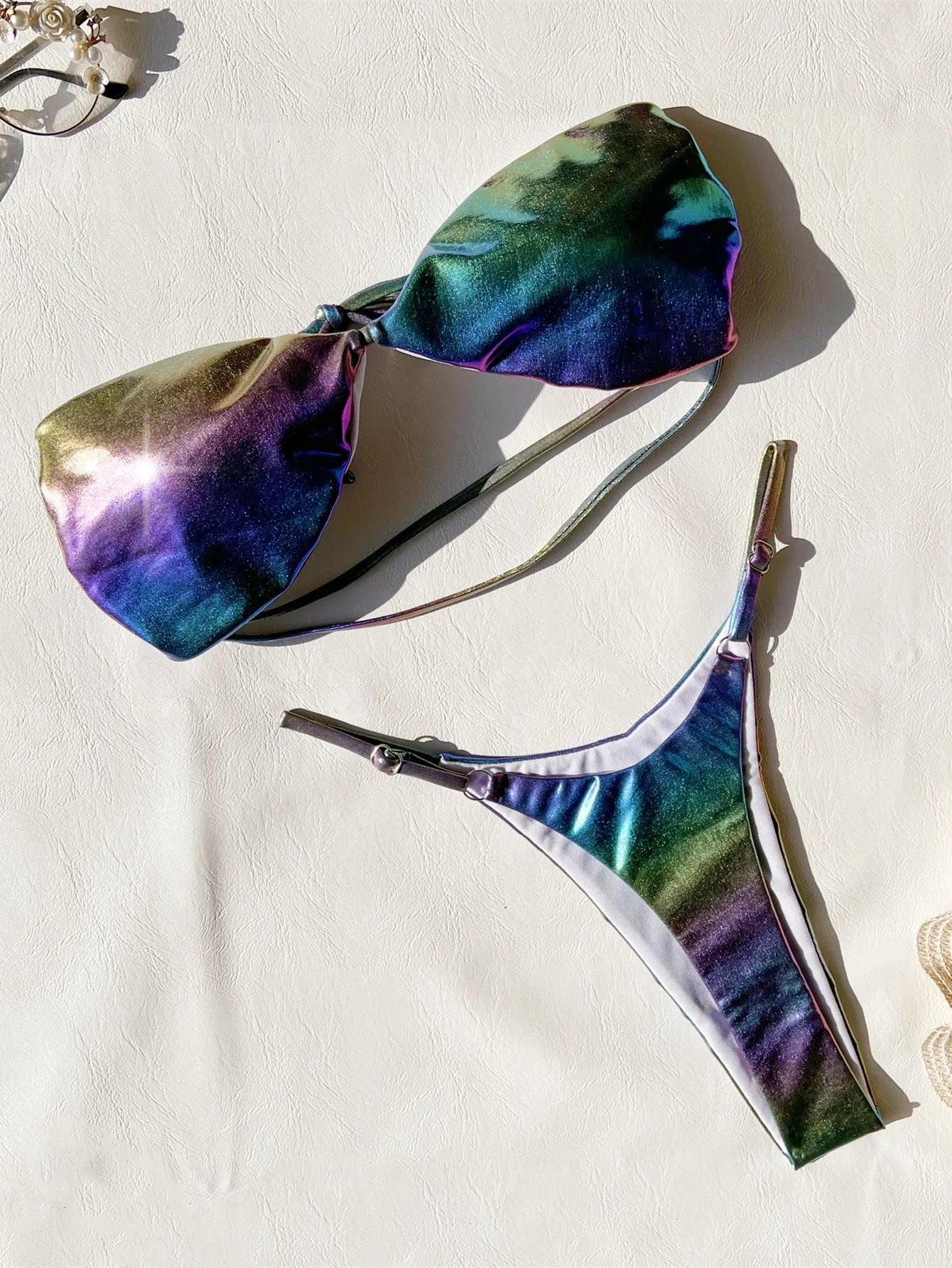 Women's gradient purple bikini swimsuit with polyester fabric for swimming