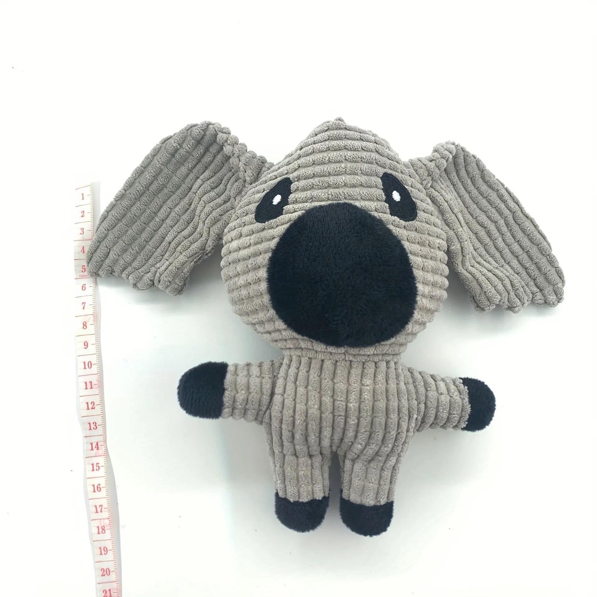 Animal shape plush dog chew toy in multiple colours with bite resistant construction