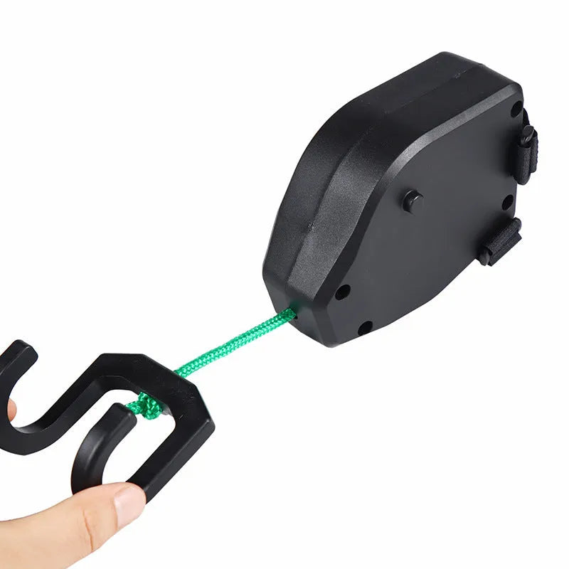 Black plastic bicycle trailer traction rope with connector fittings for mountain bike towing