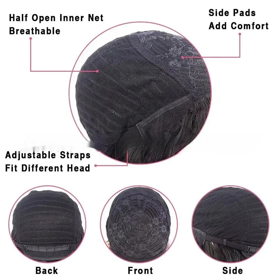 Women's natural colour human hair wig with full-mechanism headgear in various length options