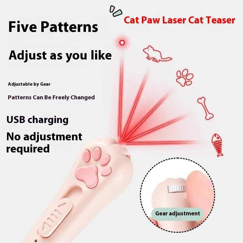 Colourful plastic cat teaser wand with feathers and an LED light for interactive pet play.