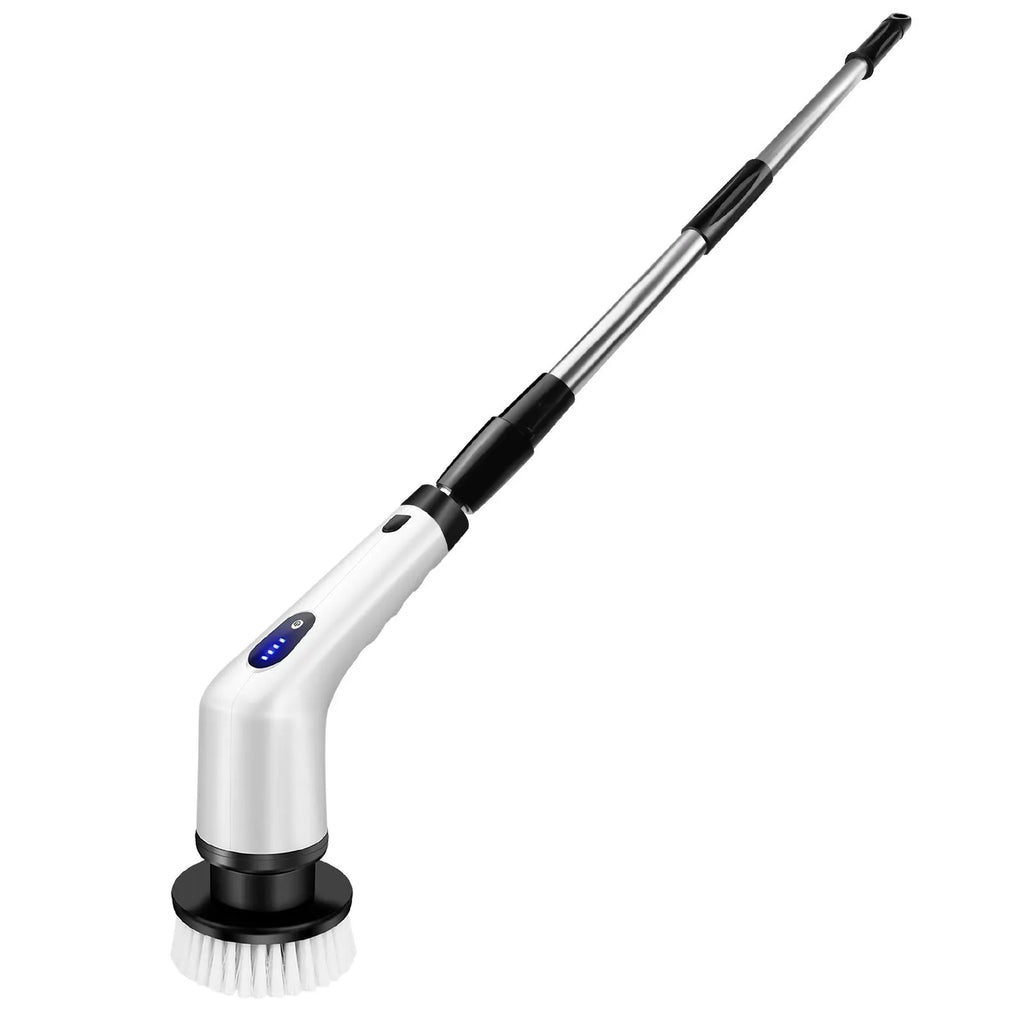 White lithium rechargeable handheld cleaning ball with rotating brush on a hard floor.