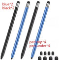 Universal two-in-one metal touch screen stylus pen in eight colour options on a tablet.