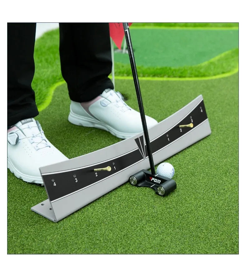 Adjustable golf putter trajectory balance simulator with PVC construction for stroke practice