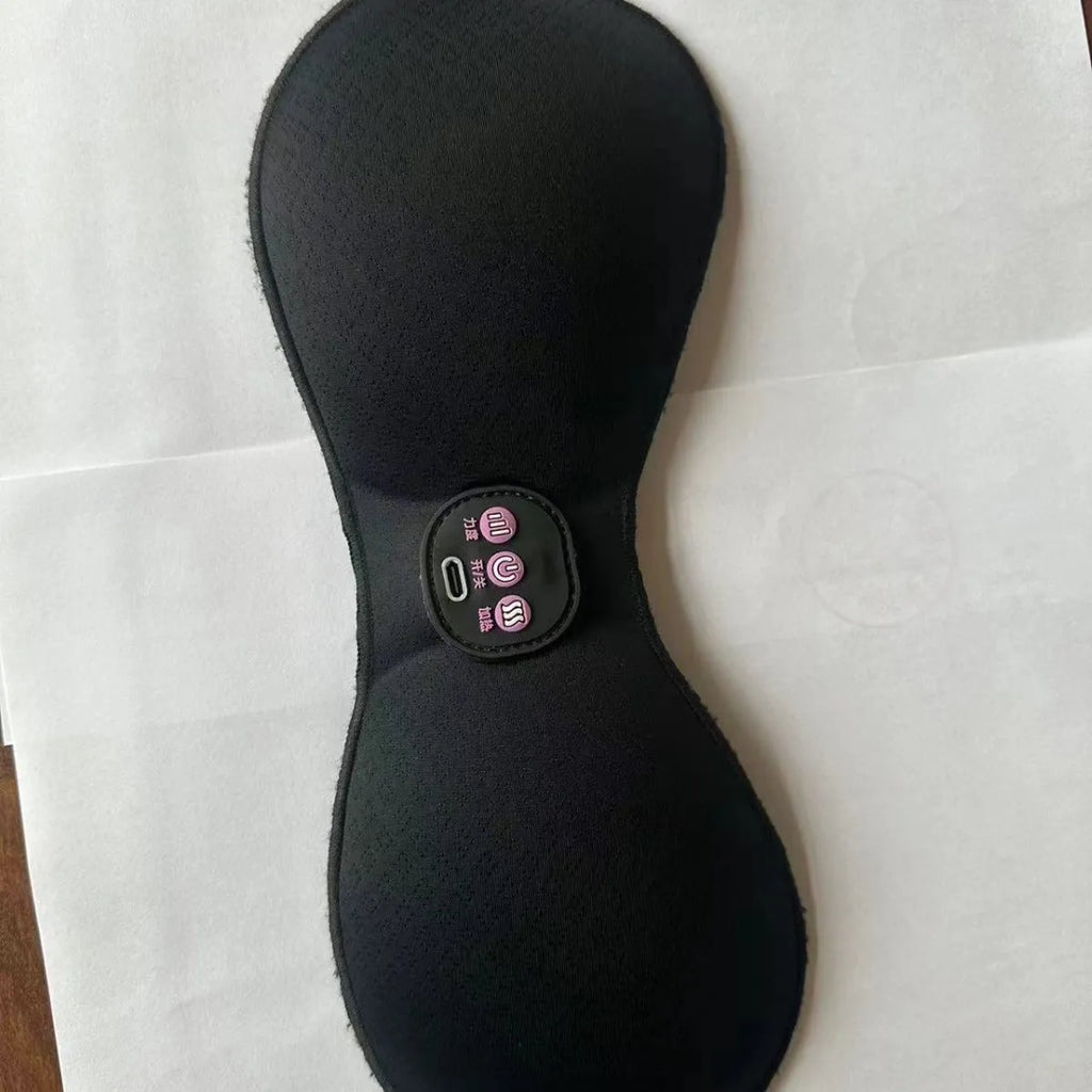 Black electric massage bra chest stickers with three-key control panel for vibration massage therapy