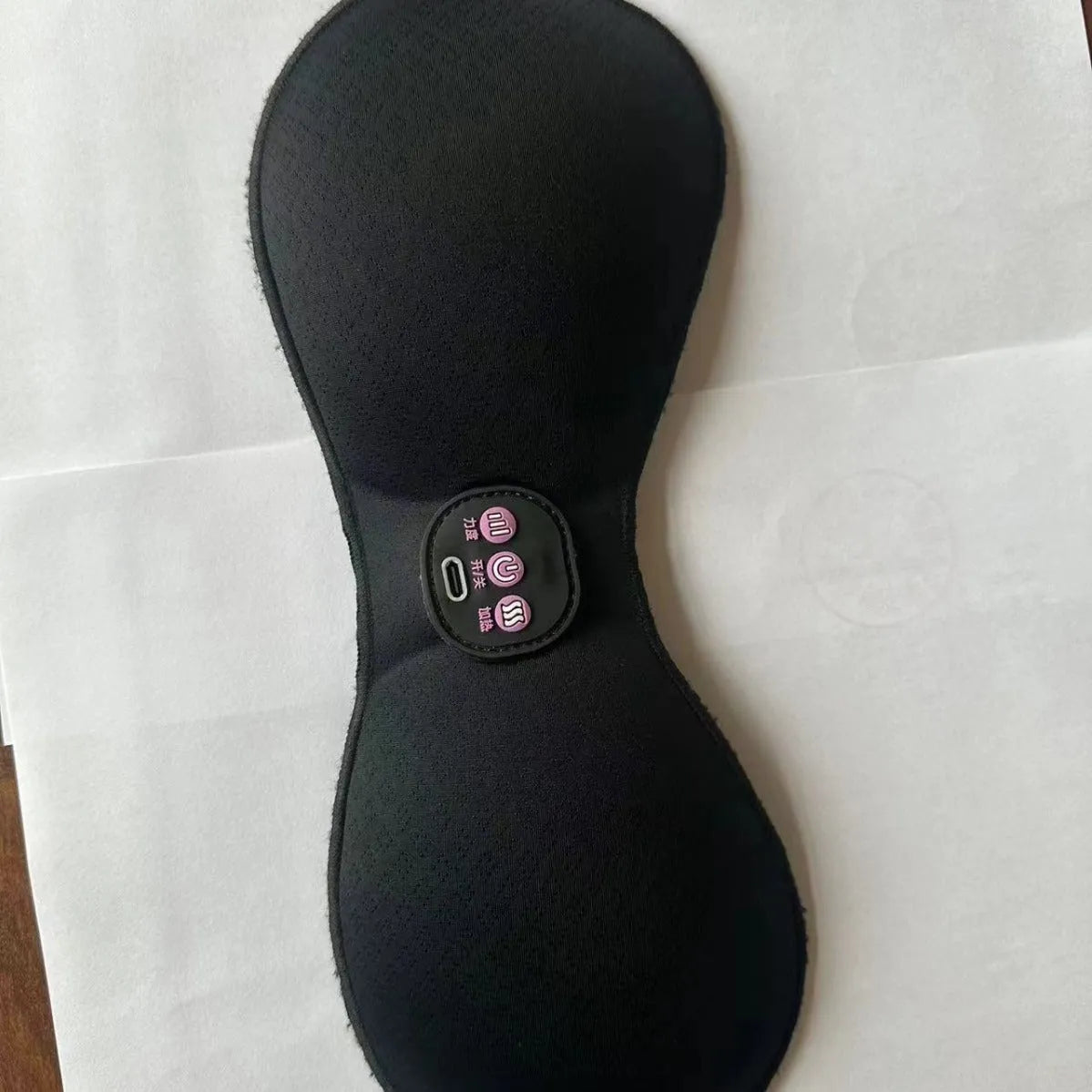 Black electric massage bra chest stickers with three-key control panel for vibration massage therapy