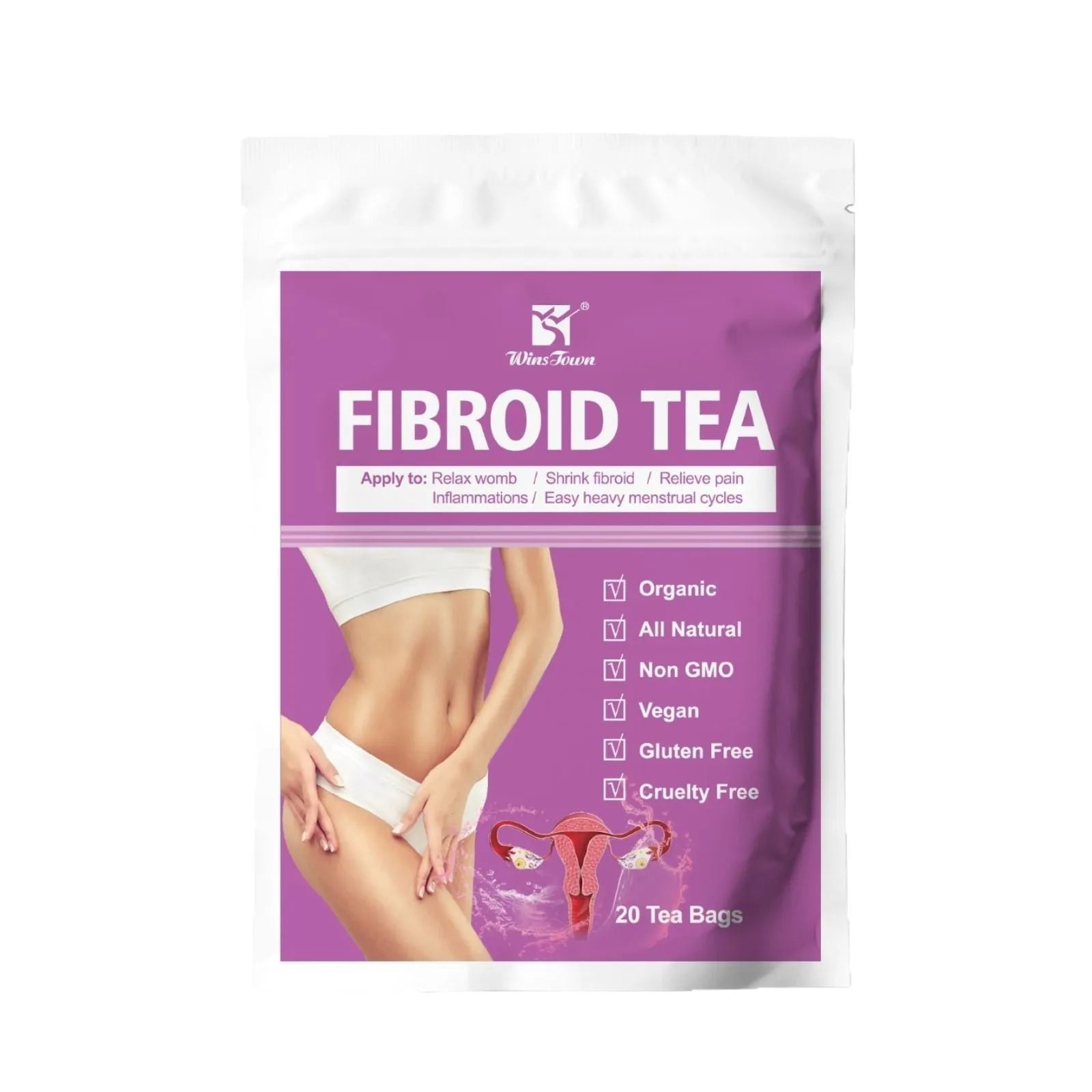 C83 Winstown Fibroid Herbal Tea bag pack with cold extract labelling
