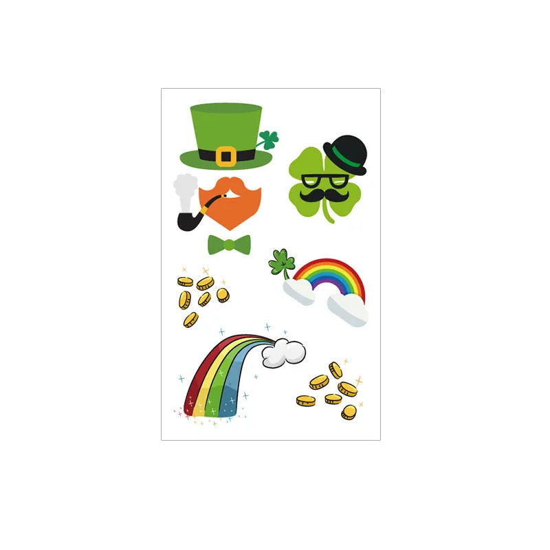 St Patrick's Day clover temporary tattoo sticker measuring 120 × 75mm with water transfer printing