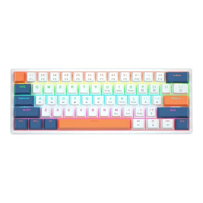 Small 61-key wired mechanical keyboard with hot-swappable sockets and multiple switch options