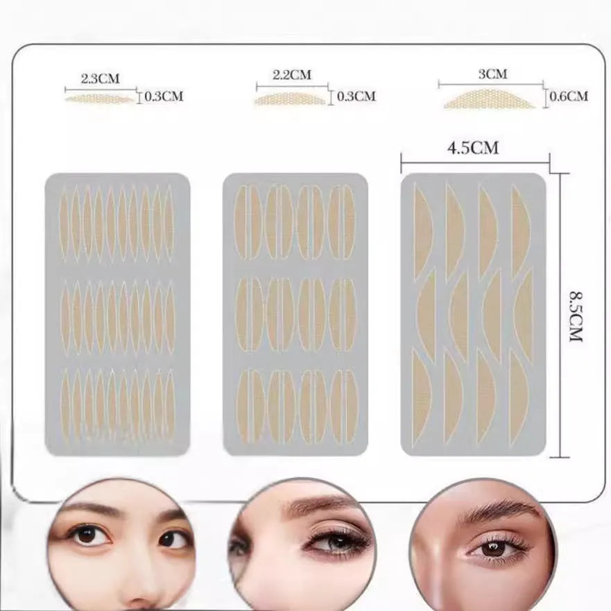 Box of no glue eyelid stickers in non-woven fabric with L, M, and S size options