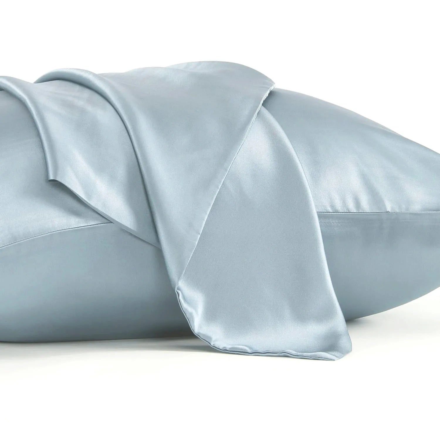 Dark grey 19 momme mulberry silk pillowcase with envelope closure, shown in modern simplicity style.