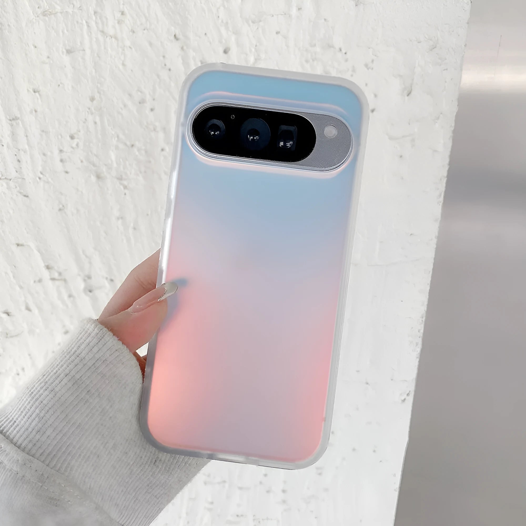 Transparent laser frosted phone case with magnetic ring for Google Pixel smartphones