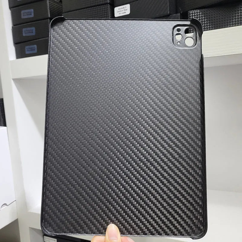 Carbon fibre protective cover for iPad Pro 11 with embossed plaid design