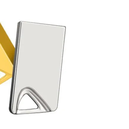 White mini metal USB flash drive with laser pen on a keyring