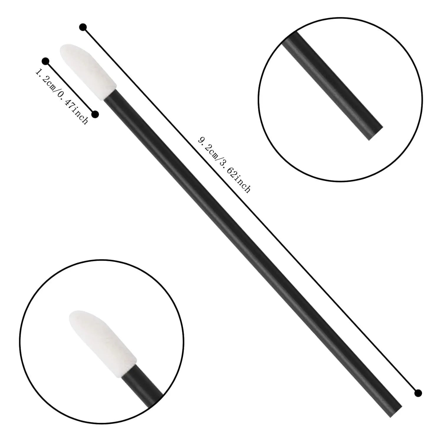 Pack of disposable lip brushes with flocked heads and coloured handles for lipstick application.