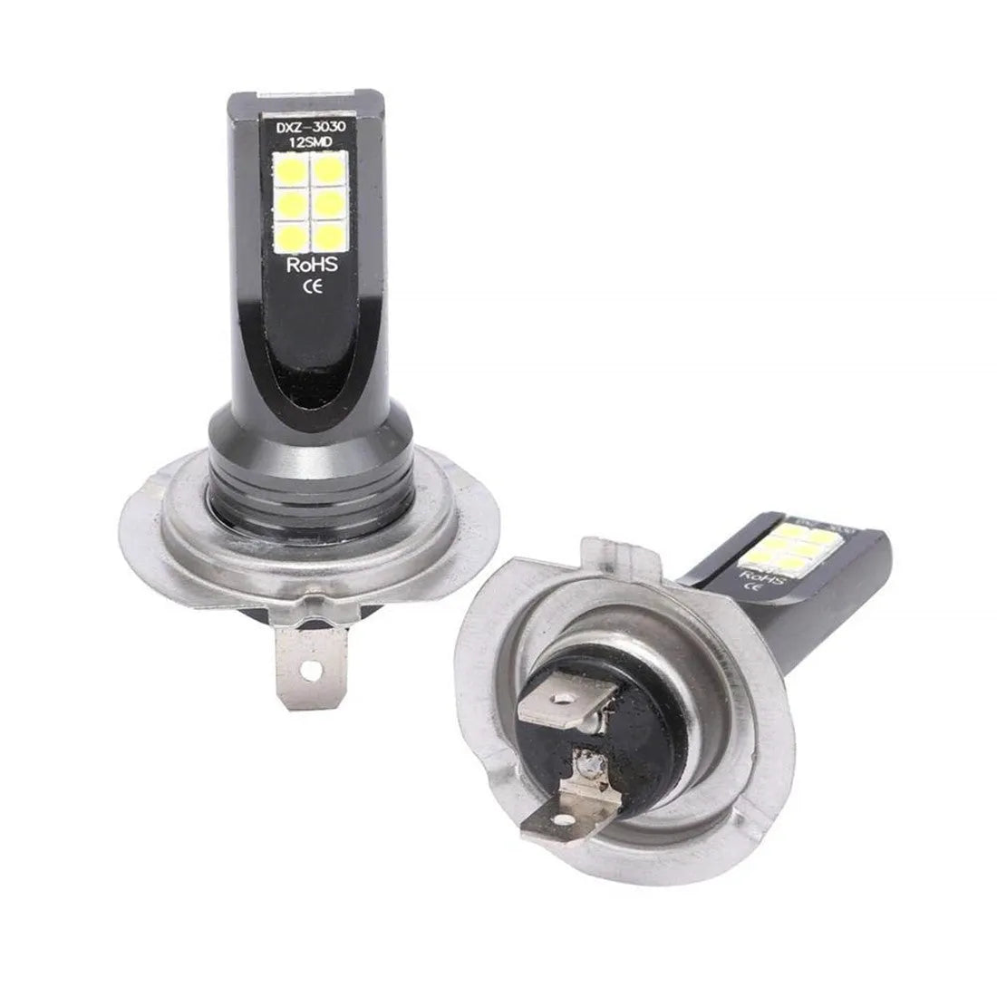H7 110W 12SMD LED car fog light bulb with aluminium housing and white light.