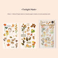 Huazhisen Series sticker material pack showing transfer paper and cotton linen sheets in 85x180mm size with literature-style forest designs