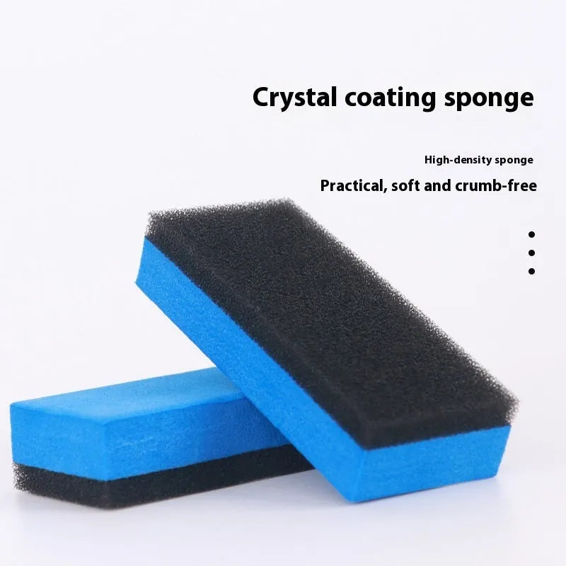 Car repair wax kit showing scratch removal A wax, polishing B wax, and a frosted sponge mop for DIY paint correction.