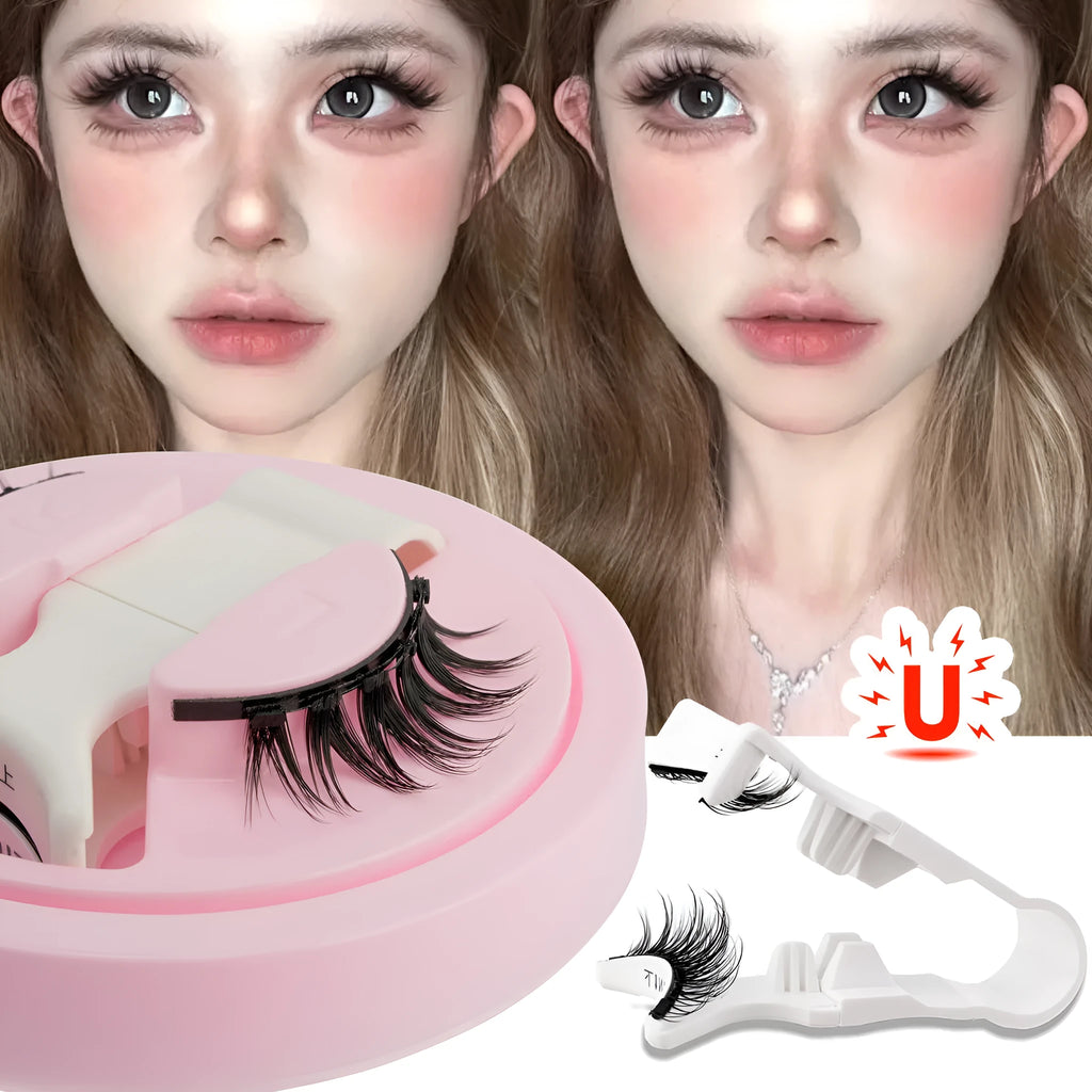 Set of thick, reusable waterproof false eyelashes in five sizes LZ03 to LZ14 on a clear tray.