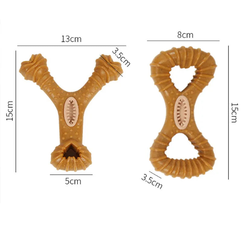 Natural rubber dog chew bone toy in 8-shape and Y-shape options for teeth cleaning and play