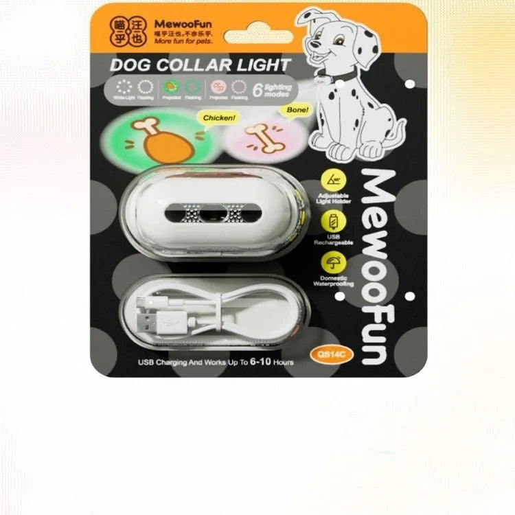 Pet luminous LED collar attachment in four colours with dog patterns