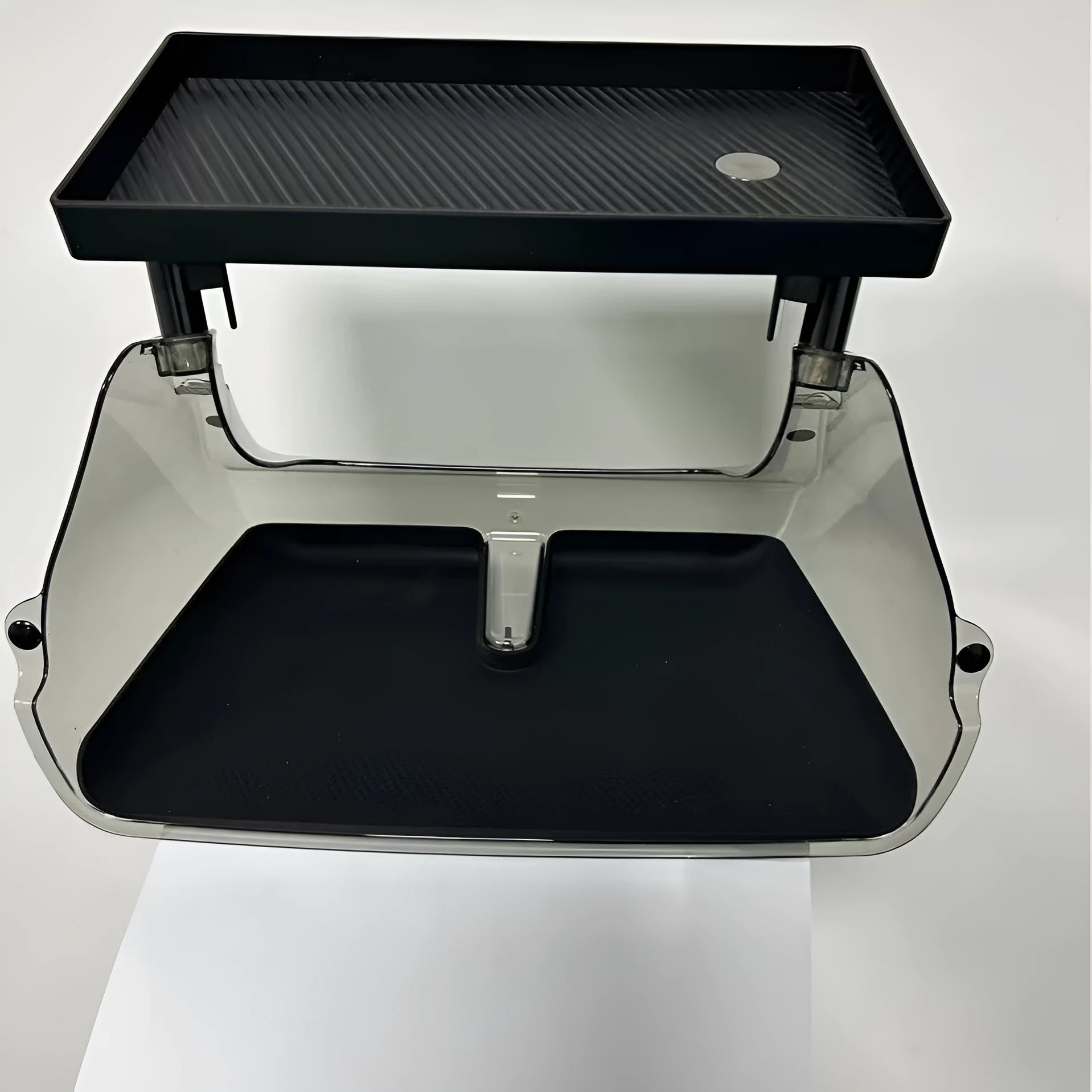 Black ABS storage box for Tesla Model 3 and Y centre console with napkin paper box.