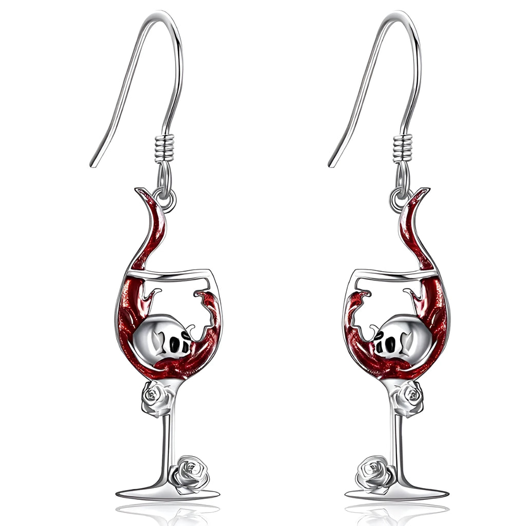 Halloween skull wine glass geometric earrings in electroplated zinc alloy