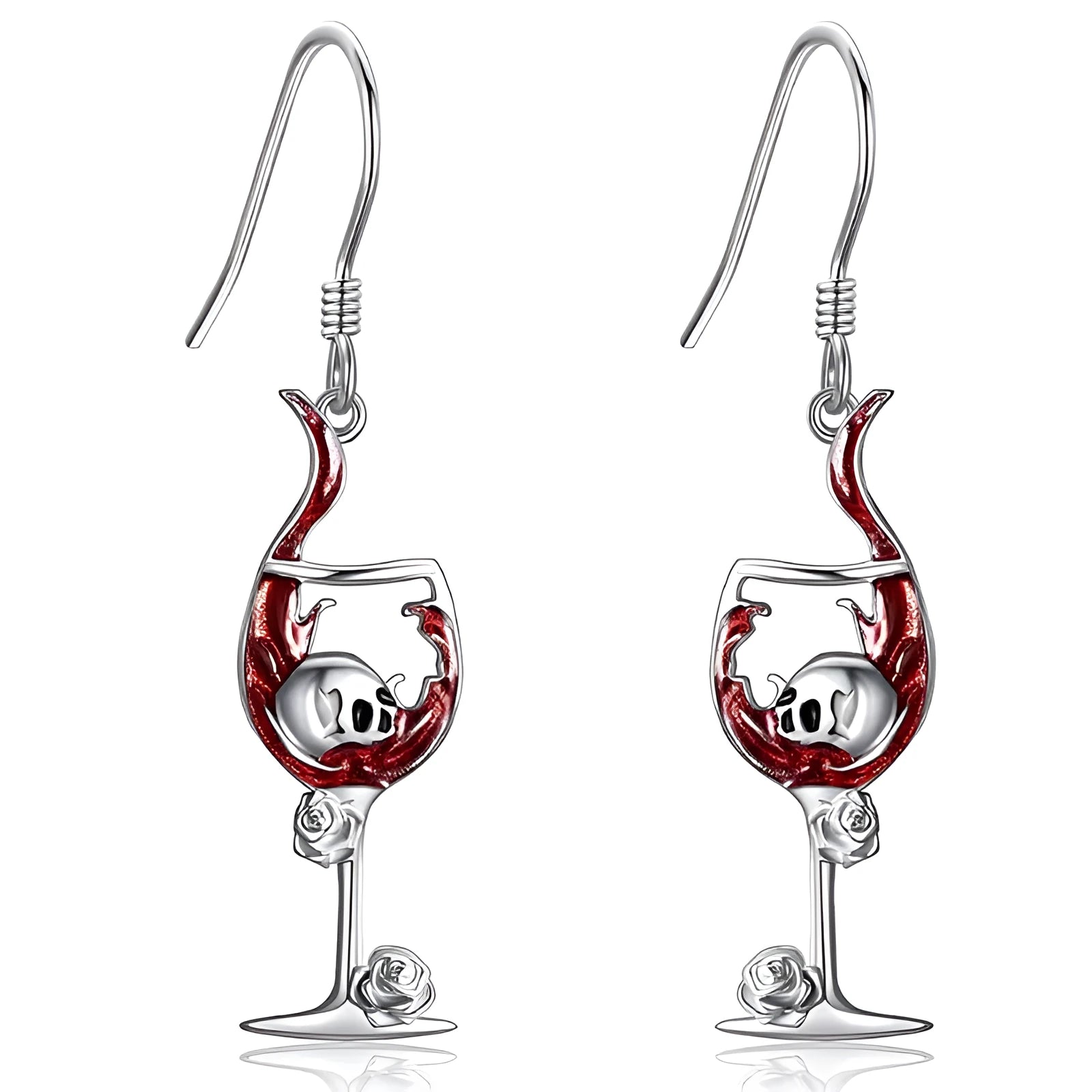 Halloween skull wine glass geometric earrings in electroplated zinc alloy